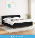 Krevet s oprugama i madracem crni 180x200 cm od tkanine - NOVO