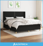 Krevet s oprugama i madracem crni 180x200 cm od tkanine - NOVO