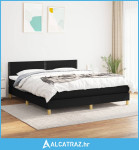 Krevet s oprugama i madracem crni 180x200 cm od tkanine - NOVO