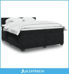 Krevet s oprugama i madracem crni 200x200 cm baršunasti - NOVO