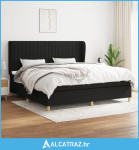 Krevet s oprugama i madracem crni 200x200 cm od tkanine - NOVO