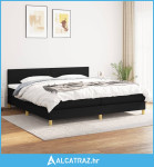 Krevet s oprugama i madracem crni 200x200 cm od tkanine - NOVO