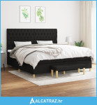 Krevet s oprugama i madracem crni 200x200 cm od tkanine - NOVO