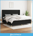 Krevet s oprugama i madracem crni 200x200 cm od tkanine - NOVO