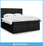 Krevet s oprugama i madracem crni 200x200 cm od tkanine - NOVO