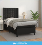 Krevet s oprugama i madracem crni 90 x 200 cm od umjetne kože - NOVO