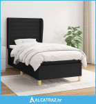 Krevet s oprugama i madracem crni 90x200 cm od tkanine - NOVO