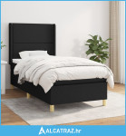 Krevet s oprugama i madracem crni 90x200 cm od tkanine - NOVO