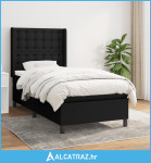 Krevet s oprugama i madracem crni 90x200 cm od tkanine - NOVO