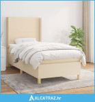Krevet s oprugama i madracem krem 100 x 200 cm od tkanine - NOVO