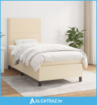 Krevet s oprugama i madracem krem 100 x 200 cm od tkanine - NOVO