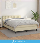 Krevet s oprugama i madracem krem 140 x 190 cm od umjetne kože - NOVO