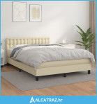 Krevet s oprugama i madracem krem 140x200 cm od umjetne kože - NOVO