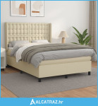 Krevet s oprugama i madracem krem 140x200 cm od umjetne kože - NOVO