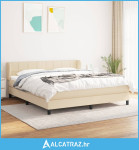 Krevet s oprugama i madracem krem 160x200 cm od tkanine - NOVO