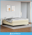 Krevet s oprugama i madracem krem 160x200 cm od umjetne kože - NOVO