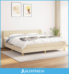 Krevet s oprugama i madracem krem 200 x 200 cm od tkanine - NOVO