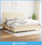 Krevet s oprugama i madracem krem 200 x 200 cm od tkanine - NOVO