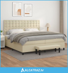 Krevet s oprugama i madracem krem 200x200 cm od umjetne kože - NOVO