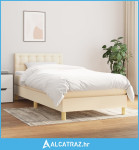 Krevet s oprugama i madracem krem 90 x 200 cm od tkanine - NOVO