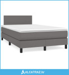 Krevet s oprugama i madracem LED sivi 120x190 cm umjetna koža - NOVO