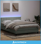 Krevet s oprugama i madracem LED svjetlosivi 160x210 cm baršunasti - N