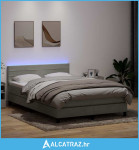 Krevet s oprugama i madracem LED svjetlosivi 160x220 cm baršunasti - N