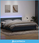 Krevet s oprugama i madracem LED tamnosivi 180x210 cm baršunasti - NOV