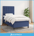 Krevet s oprugama i madracem plavi 100 x 200 cm od tkanine - NOVO