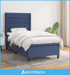 Krevet s oprugama i madracem plavi 100 x 200 cm od tkanine - NOVO