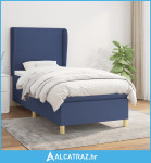 Krevet s oprugama i madracem plavi 100 x 200 cm od tkanine - NOVO