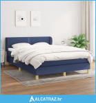 Krevet s oprugama i madracem plavi 140 x 190 cm od tkanine - NOVO