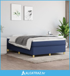 Krevet s oprugama i madracem plavi 140 x 190 cm od tkanine - NOVO