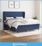 Krevet s oprugama i madracem plavi 160x200 cm od tkanine - NOVO