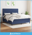 Krevet s oprugama i madracem plavi 160x200 cm od tkanine - NOVO