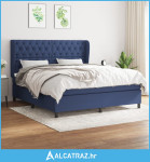 Krevet s oprugama i madracem plavi 160x200 cm od tkanine - NOVO