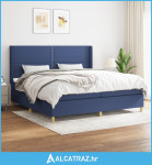 Krevet s oprugama i madracem plavi 200 x 200 cm od tkanine - NOVO