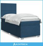 Krevet s oprugama i madracem plavi 80x200 cm od tkanine - NOVO