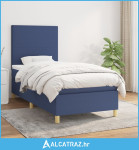 Krevet s oprugama i madracem plavi 90 x 200 cm od tkanine - NOVO