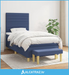 Krevet s oprugama i madracem plavi 90 x 200 cm od tkanine - NOVO