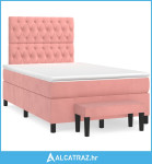 Krevet s oprugama i madracem ružičasti 120 x 190 cm baršunasti - NOVO