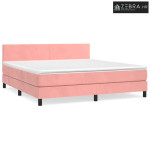 Boxspring - Krevet s oprugama i madracem ružičasti 160x200 cm baršunas
