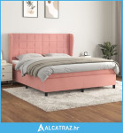 Krevet s oprugama i madracem ružičasti 160x200 cm baršunasti - NOVO