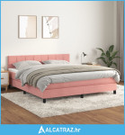 Krevet s oprugama i madracem ružičasti 180x200 cm baršunasti - NOVO