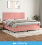 Krevet s oprugama i madracem ružičasti 200x200 cm baršunasti - NOVO