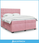 Krevet s oprugama i madracem ružičasti 200x200 cm baršunasti - NOVO