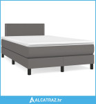 Krevet s oprugama i madracem sivi 120x190 cm od umjetne kože - NOVO