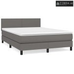 Boxspring - Krevet s oprugama i madracem sivi 140x190 cm od umjetne ko