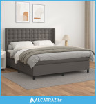 Krevet s oprugama i madracem sivi 180 x 200 cm od umjetne kože - NOVO