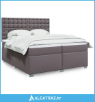 Krevet s oprugama i madracem sivi 200x200 cm od umjetne kože - NOVO